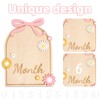 Gosknor Baby Monthly Milestone Card, Bow & Flower Wooden Baby
