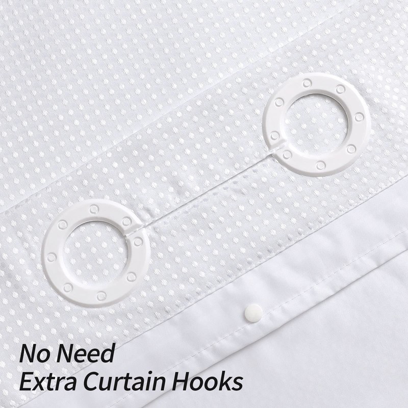 MitoVilla No Hooks Required Extra Long Shower Curtain Set with