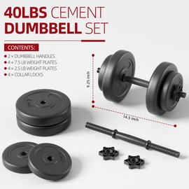 Fitvids Adjustable Dumbbell Set, 40lbs Free Weights Set for Exercise & Fitness, Vinyl Coated Cement Weights with Collars for Women & Men Home Gym Strength Training