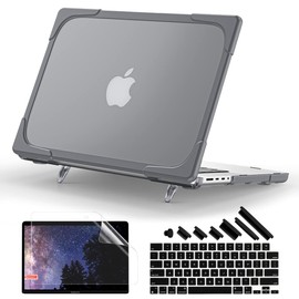 Batianda Case for New MacBook Pro 14 inch M5 M4 M3 M2 Pro/Max Chip 2025 2024 2023 2021 Release, Heavy Duty Shockproof Hard Shell Protective Cover Fold Kickstand & Keyboard Cover, Gray