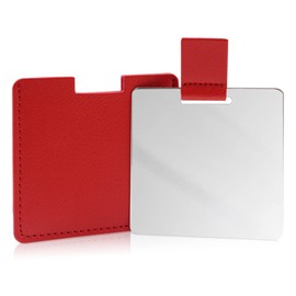 Shatterproof Stainless Steel Compact Mirror for Purses, Unbreakable Mirror Travel with PU Leather Case Cover, Handheld Camping Shaving Mirror for Women & Men, Makeup, Gift (Red)