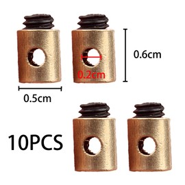 Pack of 10 Screw Nipples Diameter 5 x 6 mm Brass Gas Cable Screw Nipple Motorcycle Wire Core Clamp for Clutch Cable Pulley Choke Cable - Moped, Scooter, Motorcycle, Garden Mower