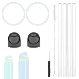 Replacement Parts Kit for Owala Freesip, 2 Bottle Stopper 2 Bottle Seal Ring Compatible with Owala Freesip 24oz 32oz with Screwdriver Straw Brush and 4 Straw (Gray)
