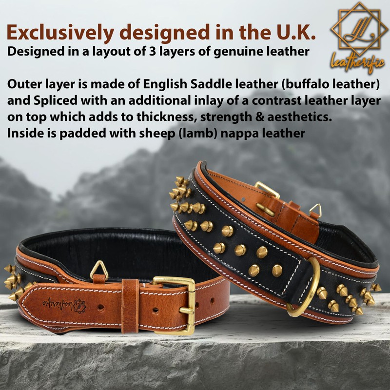 Genuine Leather Dog Collar by Leatherific, Premium Bridle Leather, Heavy
