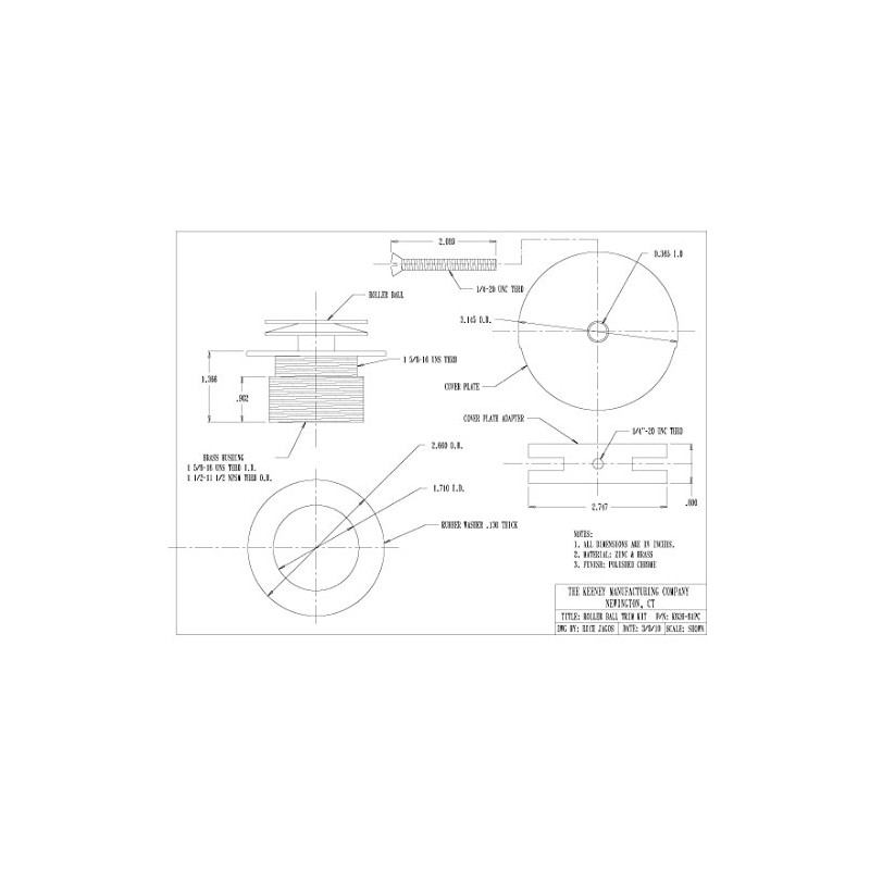 KEENEY K826-81PC Roller Ball Style Bath Drain Trim Kit, Polished