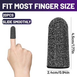 JUGUTA Finger Sleeves - 20 Stück grau 0.3mm, kompatibel mit allen Touchscreens, atmungsaktiv & schweißabsorbierend - Größe Einheitsgröße
