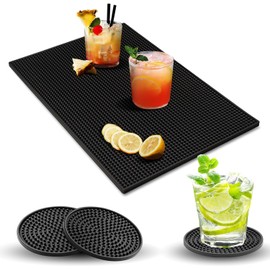 Tapete para Barra 45 x 30 cm, Juego de Posavasos de Silicona, Alfombrillas Antideslizantes Resistentes al Calor y a Las Bajas temperaturas, para Bartender, Bartops, Cafés, Restaurantes (3 pcs)