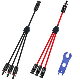WOODGUILIN Conector solar Y, cable paralelo de rama en Y solar, adaptador de conector hembra macho de 1 a 3, 10 AWG 45 A, resistente al agua, IP68 de 40 cm, para paneles solares, celdas solares (MFFF FMMM, 1 par)