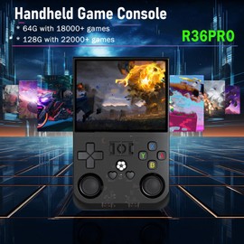 R36PRO Handheld Game Console, 3.5 Inch IPS Screen RK3326 1.5GHz Handheld Emulator, Dual System Retro Console, 4000 mAh Portable Pocket Arcade (128GB)