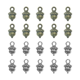 HAIKING Pine Cone Pendant, 20 PCS Bronze and Silver Natural Nut Shape Christmas Charm for Bracelet, Necklace, Jewelry Making (0.47 x 0.23in)