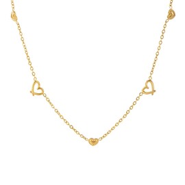 UniLogue Exquisite Design Tiny Peach Heart Necklace, Common Luxury Heart Necklace, Hollowed Heart Titanium Steel 18K Gold Plated Choker Chain Necklace (Hollowed Heart)