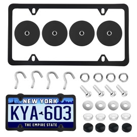 4PCS Magnetic License Plate Holders Kit,No Drilling License Plate Frames for Dealer & Temporary Licenses,Strong Magnetic Licence Plates Frame Holder for Metal Surfaces
