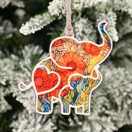 Mom & Child Elephant Ornament – Female Elephant Sisterhood Gift for Women, Thoughtful Best Friend Birthday Gift, Long Distance Friendship Keepsake, Unique Ornament for Special Friends