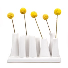 Chive - Pooley 2, Ceramic Flower Vase, 8-Tube Shape (White)
