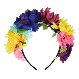 DreamLily Day of the Dead Headband Costume Rose Flower Crown Mexican Headpiece BC40 (A Frida kalo Crown)