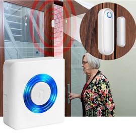 YisTech Caregiver Pager Door Alarms for Dementia Patients/Kids Safety/Home Security,Wireless Door Alarm Sensor for Elderly/Business/Home/Store (Three Sensor Two Receiver)