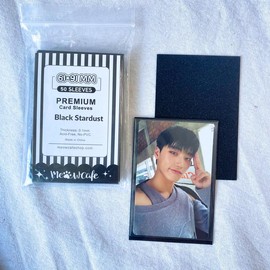 Meowcafe [61x91mm] Premium Colored Matte Sleeves - Black Stardust/Silver Stardust - Color: Black Stardust, Size: 50 Sleeves