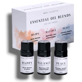 Hōtel Cōllectiōn - Aldi | Essential Oil Blends - Set of Three | Happy - Neroli, Mimosa & Lemon, Balance - Blush Rose, Lime & Black Pepper, Peace - Lavender, Jasmine & Sandalwood |Aromatherapy| 3x10mL
