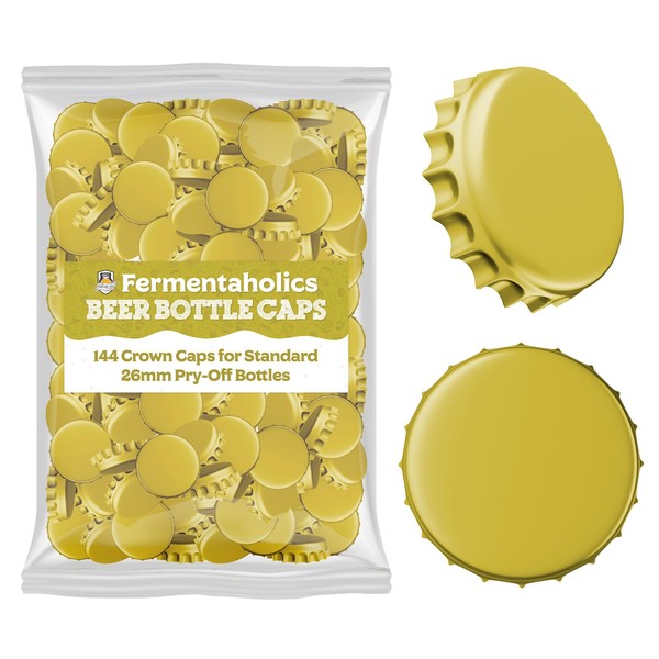Fermentaholics Gold Beer Bottle Caps - 144 Count Oxygen Absorbing