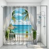 HUSPWP Ocean Beach Shower Curtain, Tropical Hawaiian 70x70IN