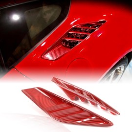 Rear Upper Quarter Panel Scoops Vents Trims for 2014-2019 Corvette C7 Stingray Z06 Z51 ABS Carbon Fiber Style Rear Side Body Look Cover C7 Accessories (Red)