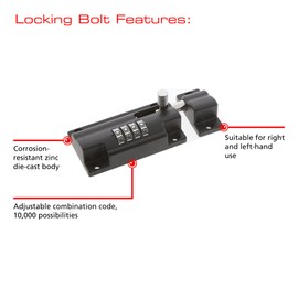 Sterling CLB110BK 110mm 4 Unique Combination Locking Bolt-Black-with Anti-Tamper Security Fixing Screws, 110 mm