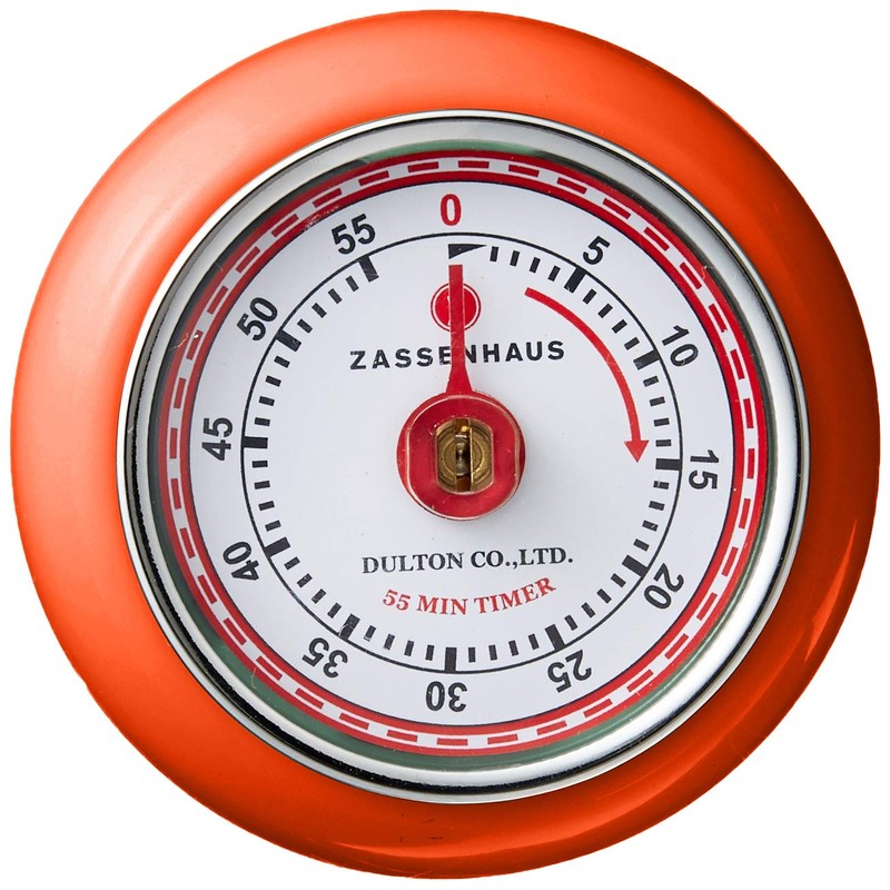 Zassenhaus Magnetic Retro Kitchen Timer, Classic Mechanical Cooking Timer (Orange),