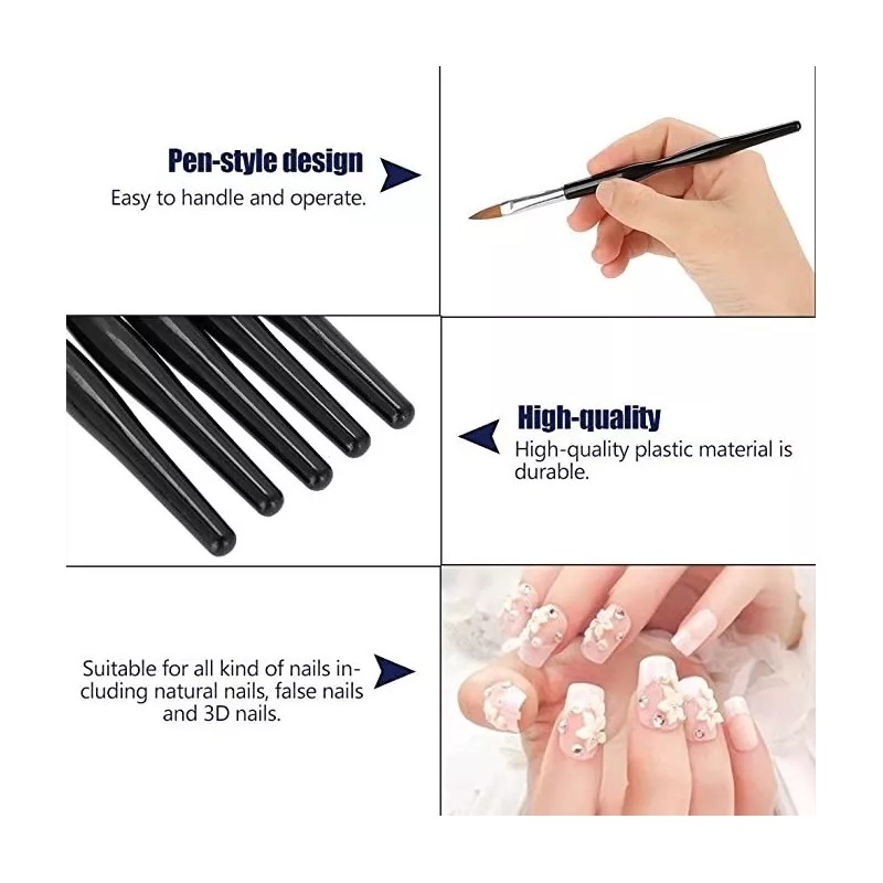 Juego Brochas Aplicación Decoración Uñas Acrílicas Manicura