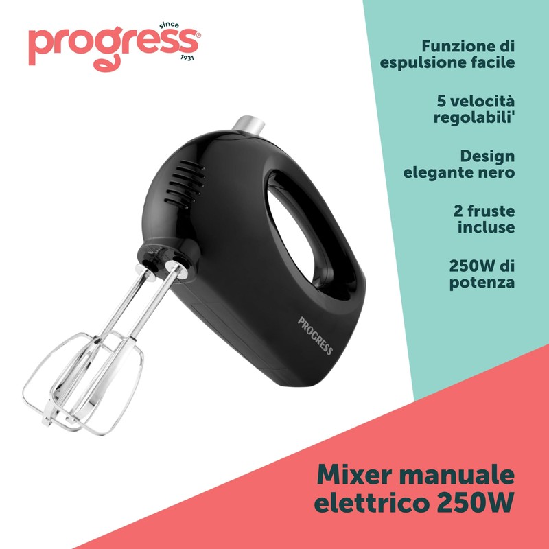 Progress EK5901PVDE Mixer manuale - sbattitore elettrico portatile con impostazioni