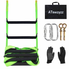 Emergency Fire Escape Ladder,Flame Resistant Safety Rope Ladder with Hooks 13FT/16FT/26FT/32FT/49FT,Fast to Deploy,Easy to Store Withstand Weight up to 1300 pounds (32FT)