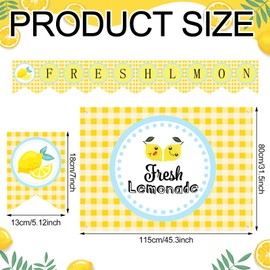 RoundFunny Lemonade Stand Decoration Kit Lemonade Stand Supplies Includes Tablecloth Banner, 2 Garland and 40 Latex Balloons for Fresh Squeezed Lemonade Party Stand