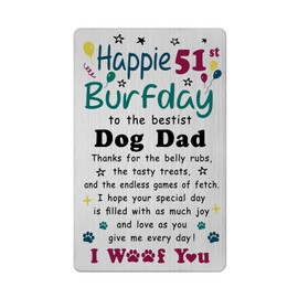 Richesele Happy 51st Birthday Card from Dogs to Dad - Dog Dad 51st Birthday Card - Dad 51 Years Old Birthday Gifts from Dog
