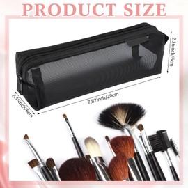 MotiMind 3 Pcs Mesh Makeup Brush Bag Mesh Makeup Brush Travel Pouch Clear Mesh with Zipper for Travel Cosmetics Toiletry Organization