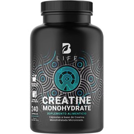 Creatina Monohidratada Micronizada. 240 Cápsulas. 120 Gramos. Alta Pureza Sin Sabor. Ingredientes naturales. Creatine Monohydrate B Life.