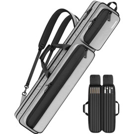 PEKREWS Pool Cue Case 4x5, Pool Stick Case with Multiple Pockets Holds 4 Butts 5 Shafts, Sturdy Pool Stick Bag with Adjustable Shoulder Straps, Billiard Cue Backpack Soft Padded for Women and Girls