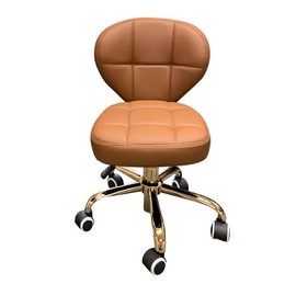 VTD Bar Stool with Golden Base Modern Luxury Style Spa Salon Pedicure Short Chair Adjustable 13.5'' to 15.5'' Height Upgrade 2025 in Black/Cappuccino/White/Grey/Dark Brown (Cappuccino)