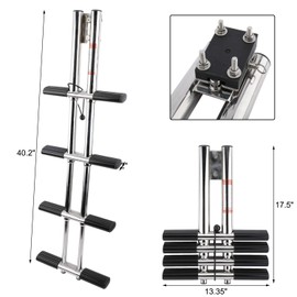 NovelBee 4 Step Dual Vertical Telescopic Boat Dive Ladder with transom mounting Bracket,316 Stainless Steel Sport Ladder for Marine Boat Yacht Swimming Pool