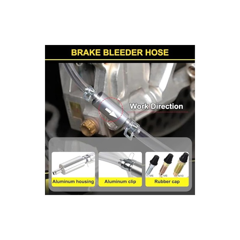 4 PCS Universal Brake Fluid Deflerator, Brake Bleed Hose, Brake