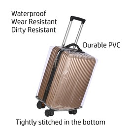 FABULWAY Clear PVC Suitcase Cover Protectors Thicken Luggage Cover Protector Full Transparent Luggage Cover Waterproof Wheeled Suitcase Cover Dustproof Luggage Sleeve Protector (20")