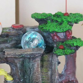 SUPVOX 2pcs Ice Cracked Crystal Balls Fountain Feng Shui Balls Crystal Glass Sphere with Stands for Home Tabletop Waterfall Rockery Decoration