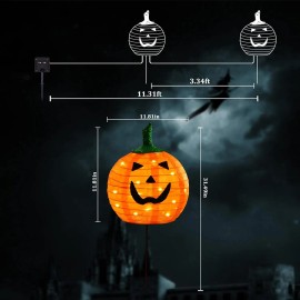 Solar Powered Halloween Pumpkin LED Lights Set 4 Big Stake Lights with 2 Modes for Outdoor Garden and Pathway DecorationsColor: Cool White-Ghost 2pcs Color