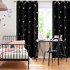 Jubilantex Black Metallic Silver Butterfly Blackout Curtains 54" Long for