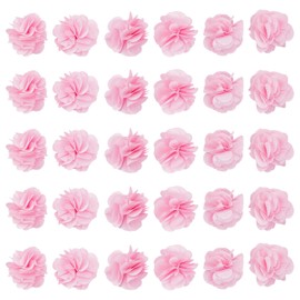 craspire Pack of 40 Fabric Flowers Pink 1.34 Inch 3D Chiffon Flower Lace Trim Bridal Bouquets Cluster Flowers DIY Sewing Lace Patch for DIY Crafts Headbands Wedding Gift Packaging