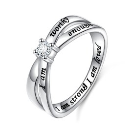 925 Sterling Silver I Am Enough I Am Worthy I Am Strong I Am Loved Ring for Women A