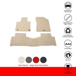 IKON MOTORSPORTS, Floor Mats Compatible with 2021-2025 Kia Sorento 4DR, Beige Nylon OE Fitment Style Front & Rear Floor Mats Anti-Slip Carpets Replacement 3PCS, 2021 2022 2023 2024