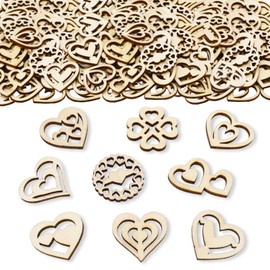ParPix Pack of 50 Wooden Heart Confetti Wedding Decoration, 3 cm Wooden Heart Wedding Scatter Decoration, Wooden Hearts Wedding Decoration Confetti, Heart Decoration Wedding Confetti for Wedding