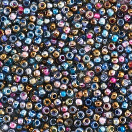 Magibeads 700Pcs Rainbow Glass Seed Beads 2mm Iridescent Crystal Flat Round Pony Beads Bulk Small Waist Beads Kit for Crafts DIY Friendship Bracelets Beading Jewelry Making Supplies