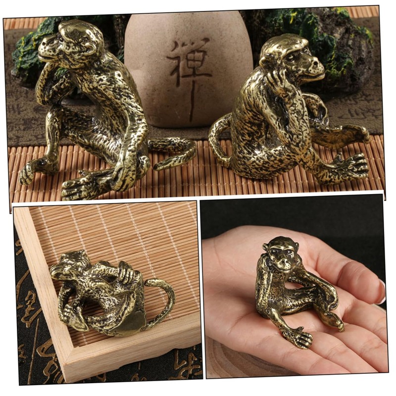 iplusmile Retro Brass Monkey Figurine Antique Monkey Statue Ornament for