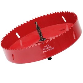 Hole Saw 180 mm, M42 HSS Hole Drill Set Bi-Metal with Hex Shank and Centring Metal Drill Bits Set for Metal, Iron, Aluminium, Wood, Drywall, Plastic, Fibreboard, Red