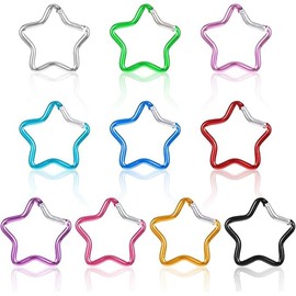 10pcs Wezxrauo Colorful Star Carabiners, Lightweight Aluminum Keychain Clips with Spring Snap Hook for Outdoor Gear, Hiking, Camping & Fishing Accessories
